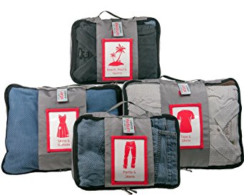 Travel Packing Cubes by Lugbetter | Set of 4 Suitcase Luggage Organizers with Label Windows to Find Contents Easier