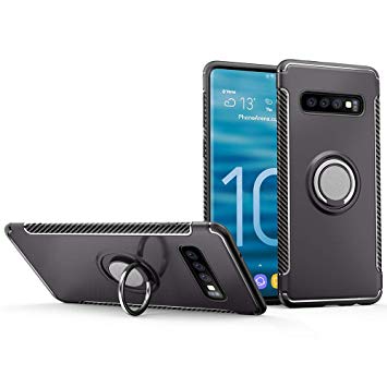 Hayder Galaxy S10 Case, Car Magnetic Stand Holder 360 Degree Adjustable Ring Kickstand Protection Cover (Gray)
