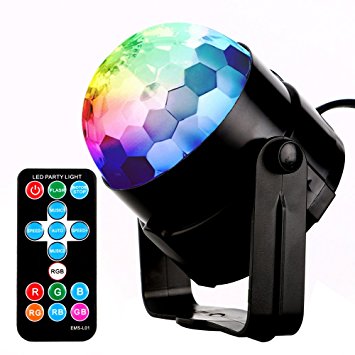 Disco Lights, Monejoy Disco DJ Lights 7 colors rotating disco sound activated Stage Led Strobe Lights for Home party, Birthday, Xmas, Party, Easter, Christmas, Celebration, Wedding, KTV, Bar, Club