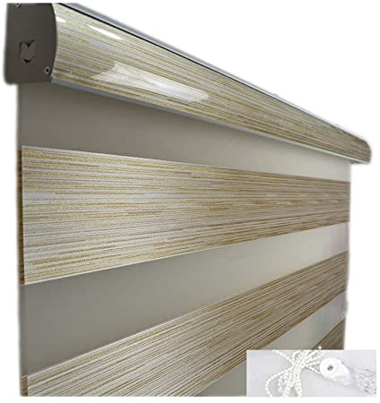 Custom Size Zebra Dual Roller Blinds Silver Metallic(Max Width 93", Max Length 97")(3 Colors for Choice)