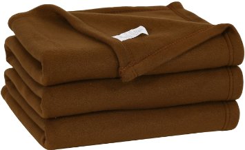 Twin Polar-Fleece Thermal Blanket Chocolate (70 by 90 Inches) - Extra Soft Brush Fabric, Super Warm Bed Blanket, Lightweight Couch Throw Blanket, Easy Care - By Utopia Bedding