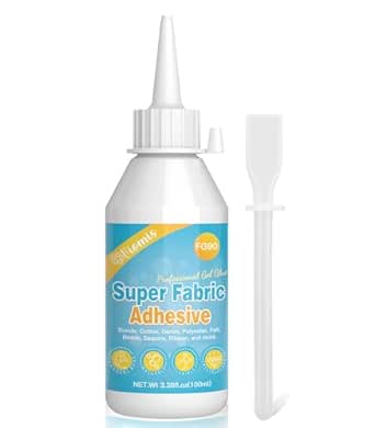 100ml Fabric Glue, Permanent Clear Washable Clothing Adhesive for All Fabrics, Ideal for Cotton, Flannel, Denim, Leather, Polyester, Rhinestones, Patches, and Doll Repair