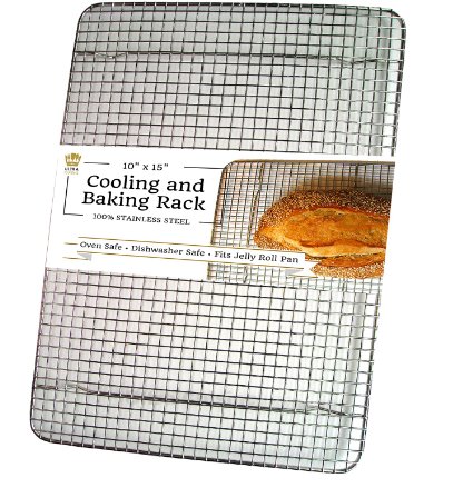100 Stainless Steel Cooling Rack for Baking Pans UltraCuisine 10x15 Oven Safe Heavy Duty Wire Rack