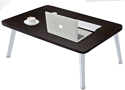 Foldable Laptop Table, Portable Standing Bed Desk, Breakfast Dinner Serving Bed Tray, Notebook Computer TV Stand Reading Holder for Couch Floor,Student Standing Table, Large Size,Black