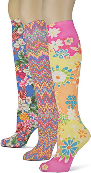 Knee High Trouser Socks w/Colorful Printed Patterns - Made in USA by Sox Trot