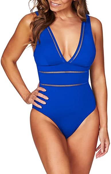 B2prity Women Deep V Neck Tummy Control Swimsuit One Piece Slimming Bathing Suit