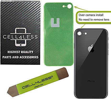 CELL4LESS Back Glass Replacement Compatible w/The iPhone 8 Including Wide Camera Hole, Adhesive & Removal Tool (Gray)