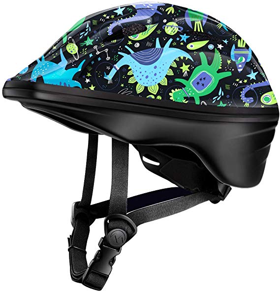 OutdoorMaster Toddler Bike Helmet - CPSC Certified Multi-Sport Adjustable Helmet for Children (Age 3-5), 14 Vents Safety & Fun Print Design for Kids Skating Cycling Scooter