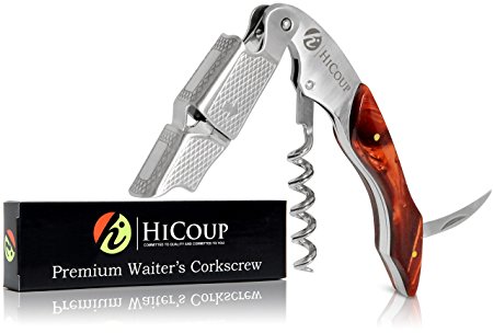 Professional Waiter’s Corkscrew by HiCoup - Tiger’s Eye Resin Handle All-in-one Corkscrew, Bottle Opener and Foil Cutter, the Favored Choice of Sommeliers, Waiters and Bartenders Around the World