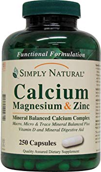 Simply Natural Calcium Magnesium & Zinc, 250 Capsules