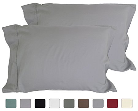 American Pillowcase 100% Cotton, High Thread Count, Luxury Set of Pillow Cases, Z-style Hem Stitch, Standard 21x30 (fits 20x26 pillow) - Lt Gray