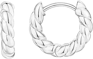 PAVOI 14K Gold Plated 925 Sterling Silver Post Twisted Huggie Earring | Women's Mini Hoop Earrings