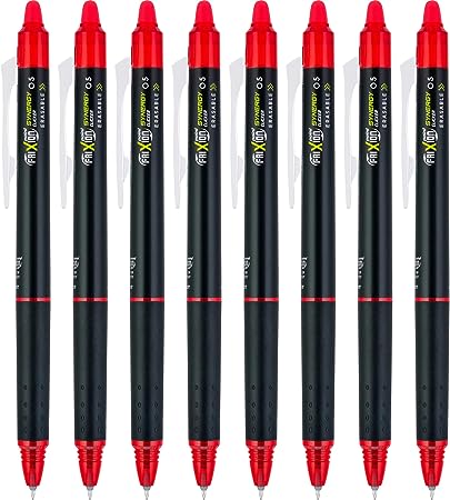 PILOT FriXion Synergy Clicker Erasable Gel Ink Pens, Extra Fine Point, Red Ink, 8-pack (17855)