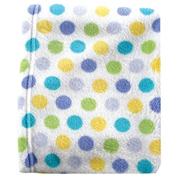 Luvable Friends Dot Print Coral Fleece Blanket, Blue