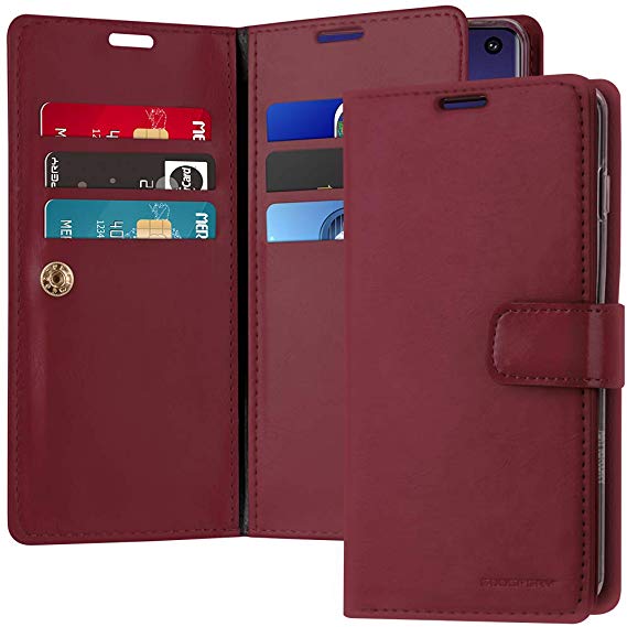 Goospery Mansoor Wallet for Samsung Galaxy S10 Case (2019) Double Sided Card Holder Flip Cover (Wine) S10-MAN-WNE