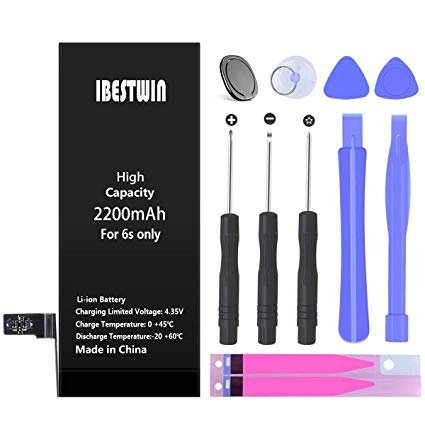 Battery for IP 6s, IBESTWIN 2200mAh Battery Replacement Kit for IP 6s with Full Remove Tool Kit and Instruction High Capacity-36 Months Warranty (Only for IP 6s)