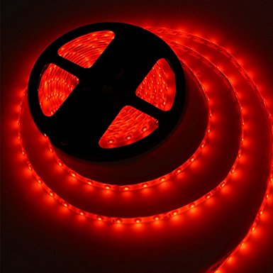 MEILI LED Light Strip SMD 3528 16.4 Ft 5 Meter Waterproof 300 LEDs 12V Flexible Rope Light (No Power Supply), Red