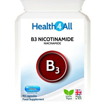 Vitamin B3 Nicotinamide (Niacinamide) 500mg Capsules | No-Flush Niacin | 100% Vegan