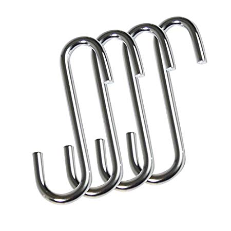 Honey-Can-Do SHF-04055 S-Hooks for Urban Shelving Units, 4-Pack, Chrome, 1.5Lx 2.5W x 0.17H