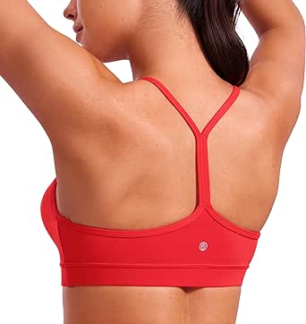 CRZ YOGA Butterluxe Womens Y Back Sports Bra - Padded Racerback Low impact Spaghetti Thin Strap Workout Yoga Bra