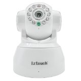 iZtouch AP001 White WirelessWired IP Camera with Two-Way Audio Night Vision PanTilt Control QR Code Scan Phone remote monitoring supported