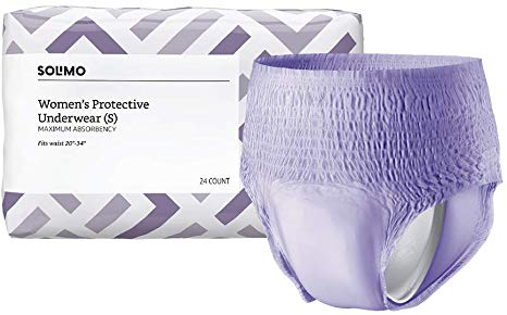 Amazon Brand - Solimo Incontinence Protective Underwear for Women, Maximum Absorbency, Small, 24 Count