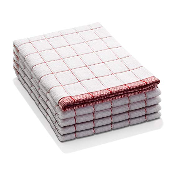 E-Cloth Classic Check Microfiber Dish Towel, Red, 4 Count