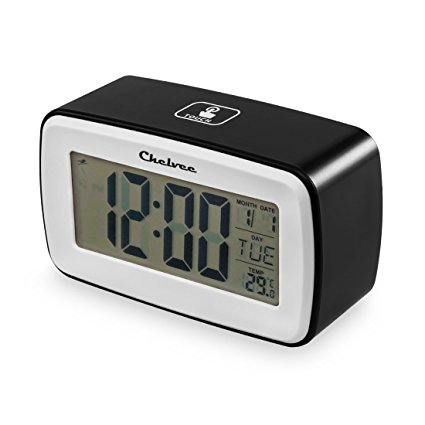 Chelvee Recording Digital Smart Alarm Clock, Time/Date/Temperature Display , Snooze Function, Battery Operated (Black)
