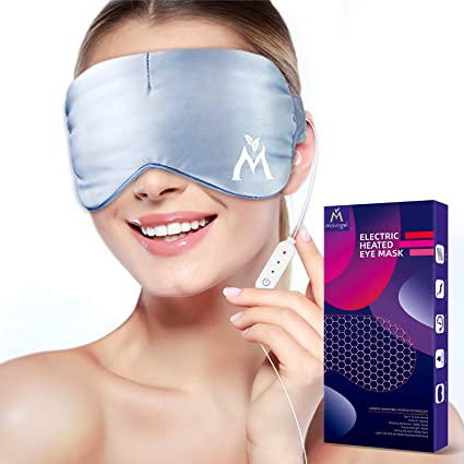 Mavogel Silk Heated Eye Mask for Dry Eyes - Warm Compress for Eyes Electric, Nanotubes Fast Heating, Adjustable Time & Temp Control Sleep Mask, Relieves Blepharitis, Dark Circle, Puffy Eyes