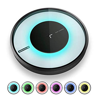 Nillkin Wireless Charger, Fast Wireless Qi Charger for iPhone XS Max/XS/XR/X/8/8 Plus, 10W Charging Pad for Samsung Galaxy S9/S9  /S8/S8  /Note 9/Note 8/S7/S7 Edge and More [ Colorful Lights ]