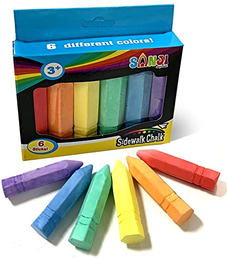Sidewalk Chalk, 1 Set Jumbo Street Chalk For Kids, Bulk Sets, 6 Color Sidewaalk Colored Outside Washable Set