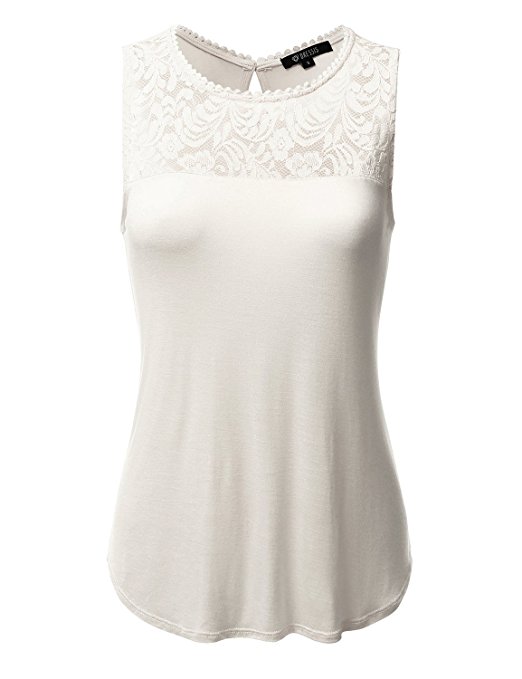 DRESSIS Womens Sleeveless Floral Lace Tank Top