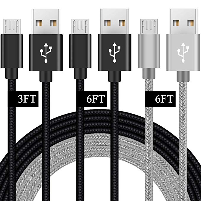 Charger Cord/Charging Cable for Moto G6 Play,E5 G5S G5 E4 5 4 Play Plus Cruise,Motog5 Motoe5 G5plus E5play,Micro USB Fast Charge Phone Power Data Wire-2.4A-3-3-6-FT-3 Pack-Not for Motorola G6/G6Plus