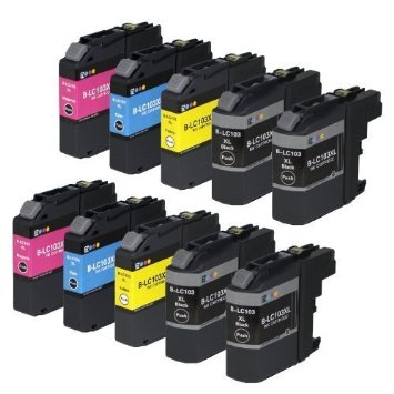E-Z Ink Compatible Ink Cartridge Replacement for Brother LC-103 4 Black 2 Cyan 2 Magenta 2 Yellow 10 Pack Compatible With MFC-J4310DW MFC-J4410DW MFC-J4510DW MFC-J4610DW MFC-J4710DW MFC-J470DW MFC-J475DW MFC-J870DW MFC-J875DW DCP-J152W MFC-J245 MFC-J285DW Printer