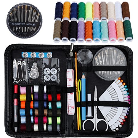 Rovtop Sewing Kit- Over 140 Premium Sewing Supplies – Includes 38 Spools of Thread and 1 pack of sewing needles (Count 30), Practical Mini Travel sewing kit, Beginners Sewing Kit, Emergency Sewing Kit