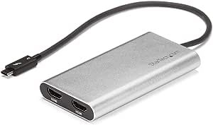 StarTech.com Adaptateur Thunderbolt 3 vers Double HDMI 2.0 - Adaptateur Vidéo Double Écran Thunderbolt 3 TB3 USB Type C vers HDMI 2.0 4K 60 Hz - Certifié Thunderbolt 3 - Mac/Windows (TB32HD24K60)