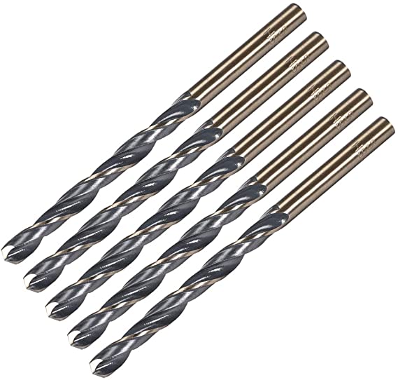 uxcell Reduced Shank Twist Drill Bits 5mm High Speed Steel 4341 with 5mm Shank 5 Pcs