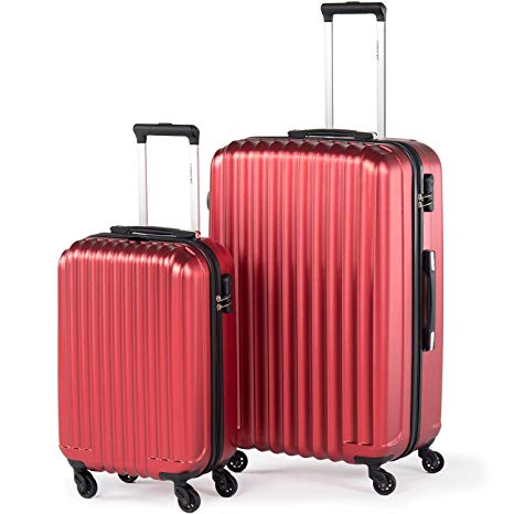 Compaclite Rome 2 Piece Luggage Set Lightweight Spinner Suitcases, Red