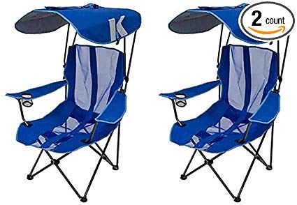 Kelsyus Premium Portable Camping Folding Lawn Chair with Canopy, Blue