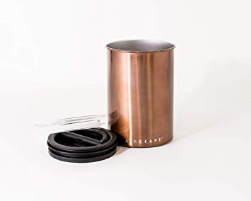 Planetary Design Airscape Coffee Storage Canister (1 lb Dry Beans) - Patented Airtight Lid Pushes Air Out to Preserve Food Freshness - Stainless Steel Food Container - Mocha Brown