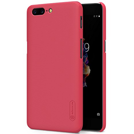 Nillkin Super Frosted Shield Hard Back Cover Case for Oneplus 5 - Red (With Screen Guard)