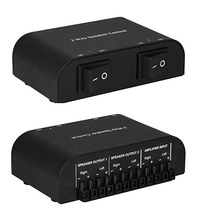 Xtrempro 61049 2 or 4 Way Speaker Switch, 1 in 2 Out or 1 in 4 Out Way Pair Stereo Speaker Selector W/Screw Type Connections Metal Non-Slip Box - Black (1 x 2 Way)