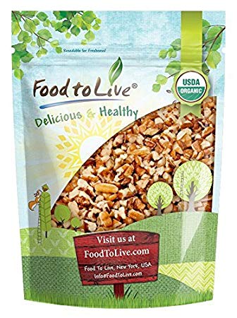 Organic Raw Pecan Pieces by Food to Live (Fresh Nuts, Bulk, Non-GMO, Kosher, Unsalted, Product of the USA, Best for Baking) — 1.5 Pounds