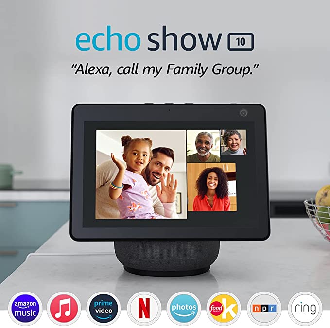 Certified Refurbished Echo Show 10 (3rd Gen) | HD smart display with motion and Alexa | Charcoal