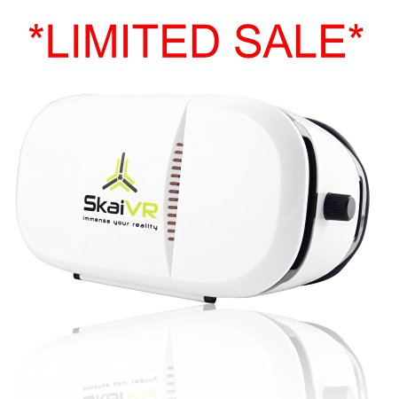 SkaiVR - 3D Virtual Reality Glasses - Immense Your Reality - VR Headset For Mobile Games and Movies - Adjustable Lens - Supported Phone Sizes: 4-6 inches - iPhone, Galaxy, LG, Samsung
