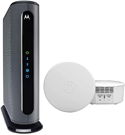 Motorola Ultra High Speed Combo – Advanced WiFi 6 Mesh (2 Pack) with MB8611 Cable Modem | Approved for Comcast Xfinity, Cox, Spectrum | AX1800 WiFi | DOCSIS 3.1