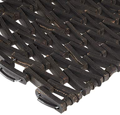 Durable Durite Recycled Tire-Link Outdoor Entrance Mat, Herringbone Weave, 14" x 22", Black