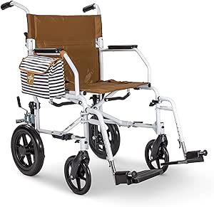 Medline Foldable Transport Chair w/Microban for Seniors & Post-Surgery Patients (300 lb. Weight Capacity), White