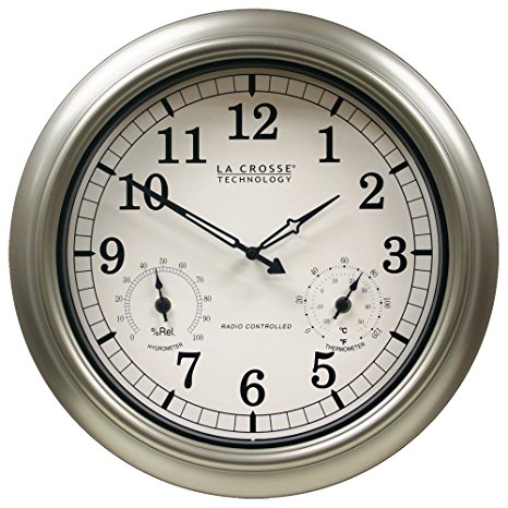 La Crosse Technology WT-3181P  18" Outdoor Atomic Wall Clock with Temperature/Humidity