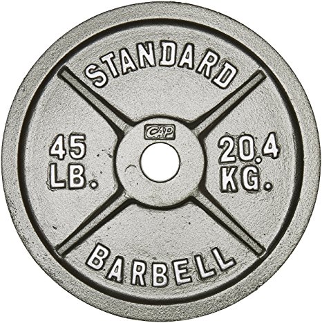 CAP Barbell Olympic 2-inch Weight Plate, Gray, Single